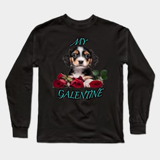 Bed of roses Galentines puppy Long Sleeve T-Shirt